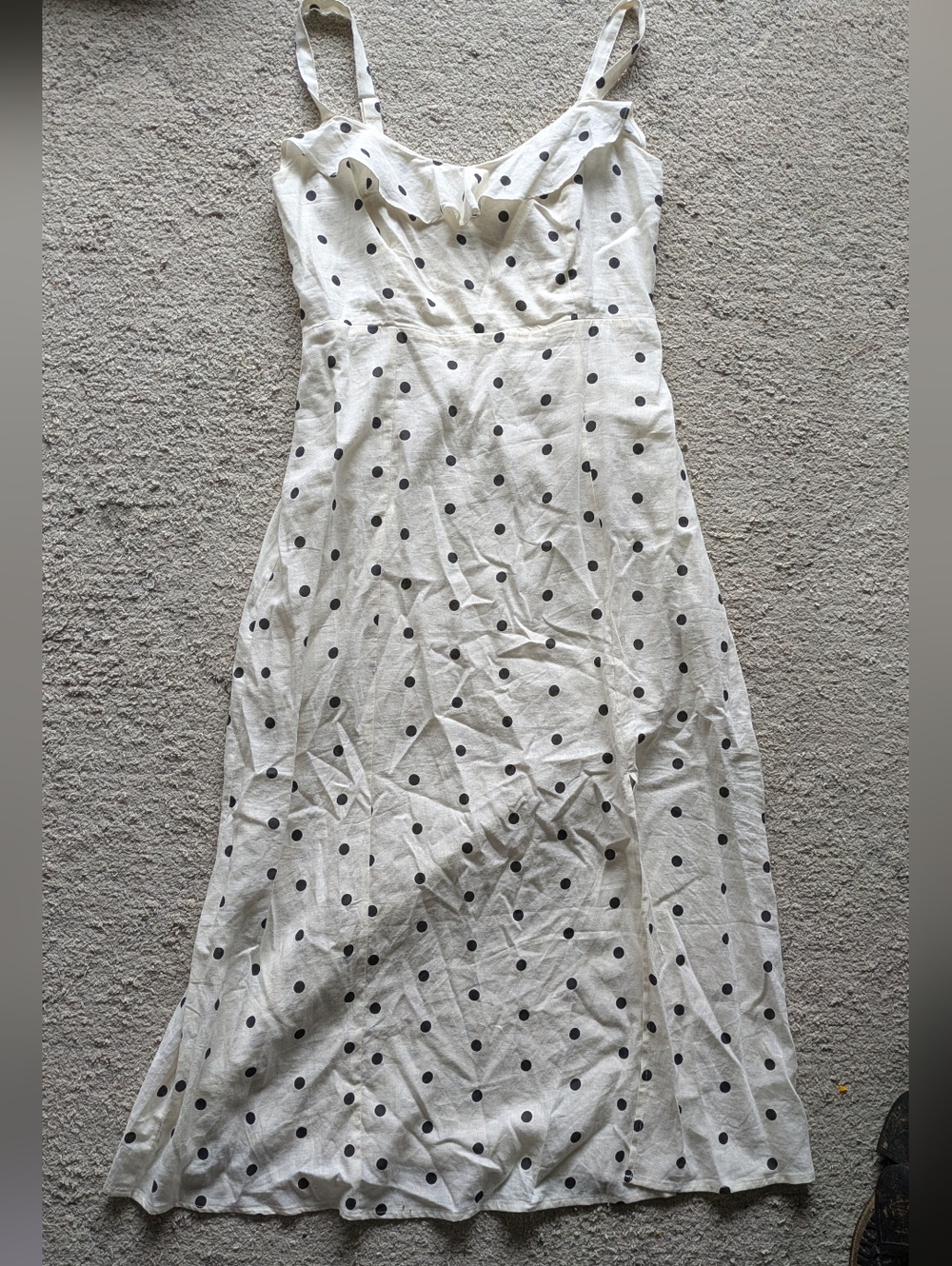Old Navy White Midi Dress with Black Polka Dots